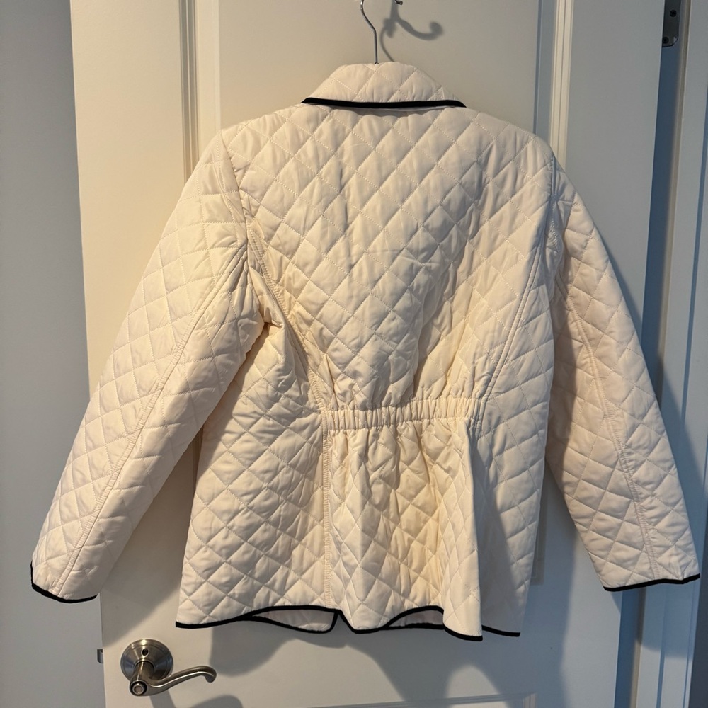 Jones New York Women's Off White Diamond-Quilted Tipped Jacket | M - Picture 7 of 7